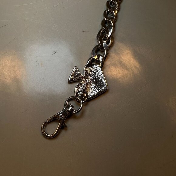 Kate Spade Belt Women New York Silver Tone Chain Statement Spade Bow Charms - Picture 6 of 16